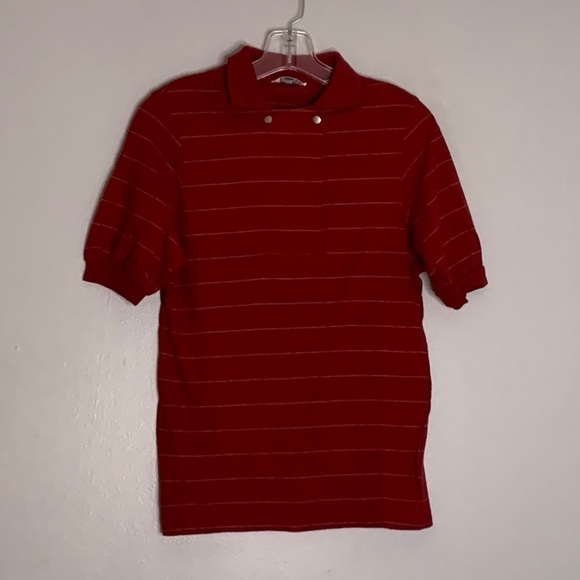 Vintage 70s Christian Dior active sportswear striped short sleeve polo shirt Md - Picture 1 of 8